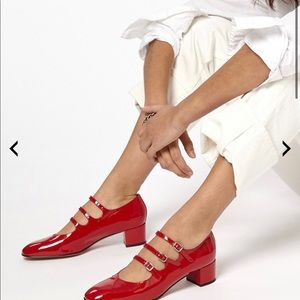 Carel Kina red patent leather Mary Janes